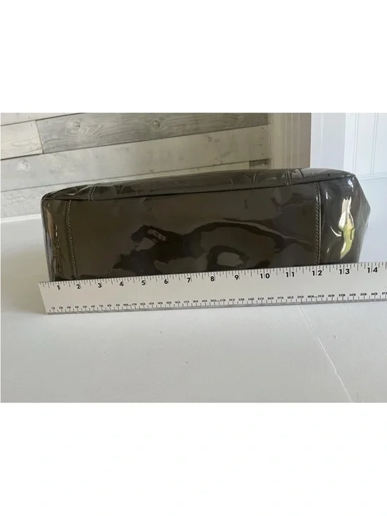 Coach Olive Green Op Art Embossed Patent Leather East West Gallery Tote - Picture 10 of 16